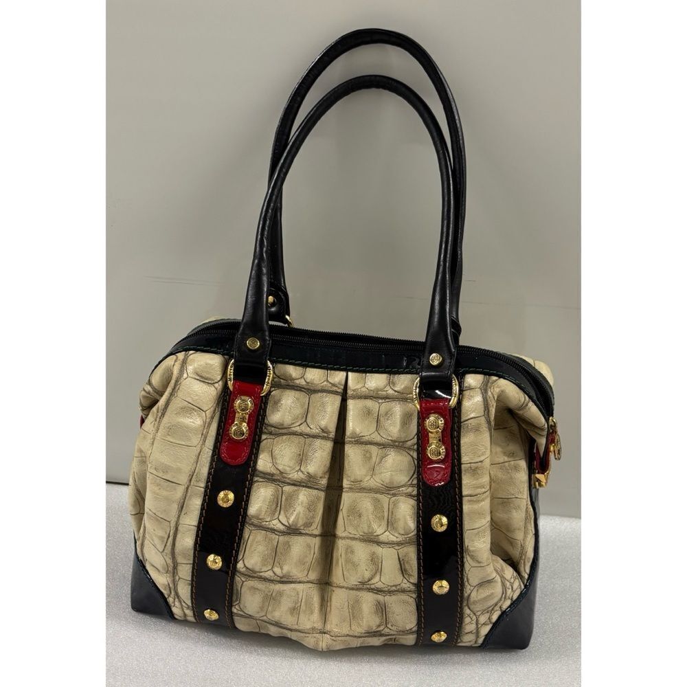 Rare  Marino Orlandi Beige Croc Leather Large Doctor Boxy Purse  Bag
